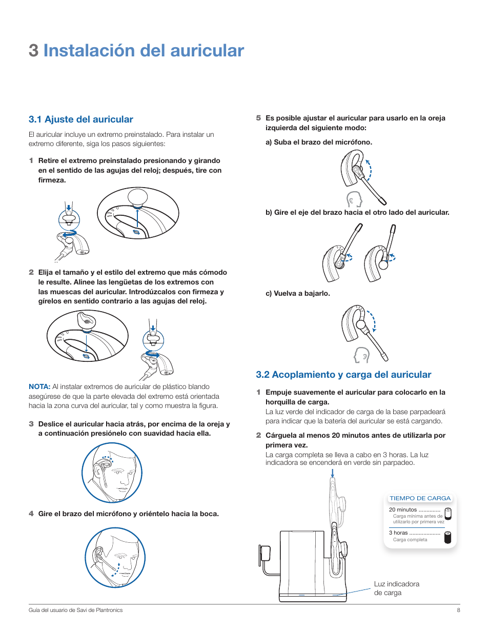 3instalaci n del auricular 1 ajuste del auricular 2 acoplamiento