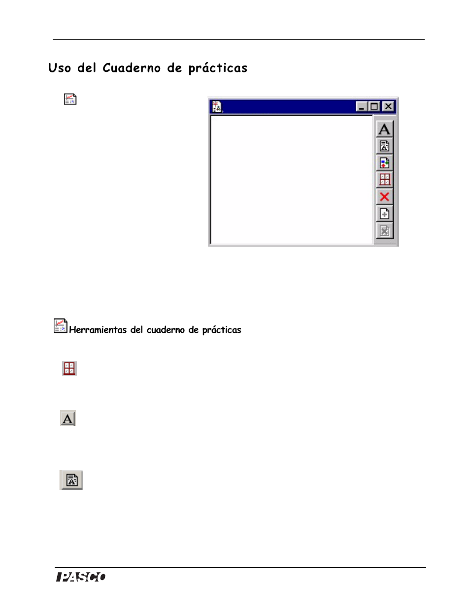 Uso del cuaderno de prácticas | PASCO DataStudio Starter Manual Manual del  usuario | Página 18 / 19