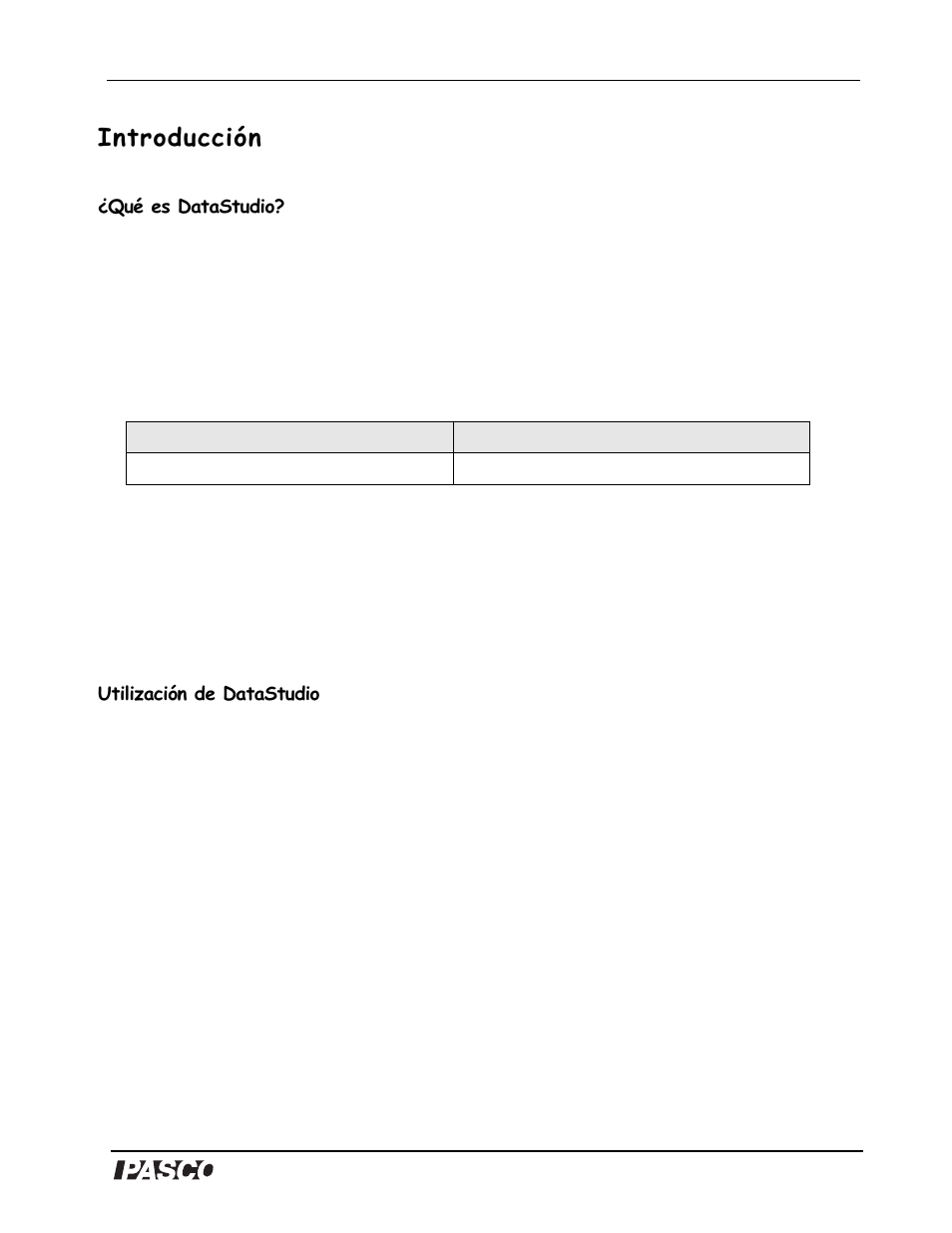 Introducción | PASCO DataStudio Starter Manual Manual del usuario | Página  2 / 19