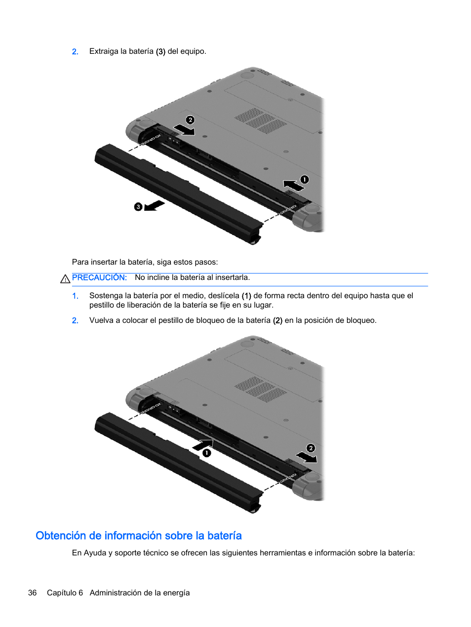 Obtencion De Informacion Sobre La Bateria Hp Pc Notebook Hp 245 G3 Manual Del Usuario Pagina 46