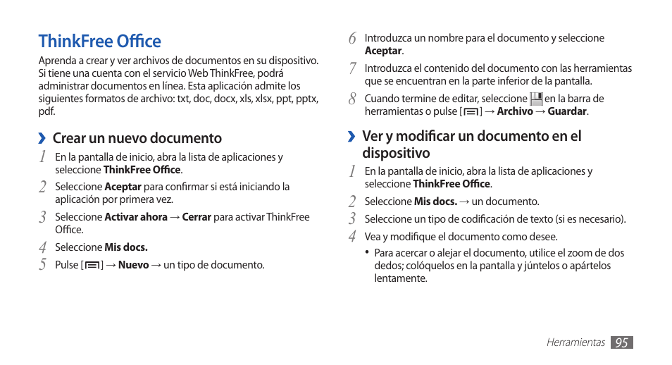 Thinkfree office | Samsung GT-S5830 Manual del usuario | Página 96 / 128