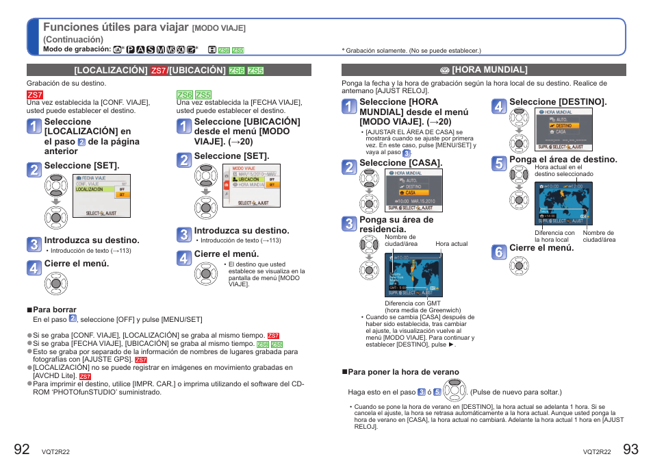 Funciones Utiles Para Viajar Panasonic Dmczs6 Manual Del Usuario Pagina 47 90