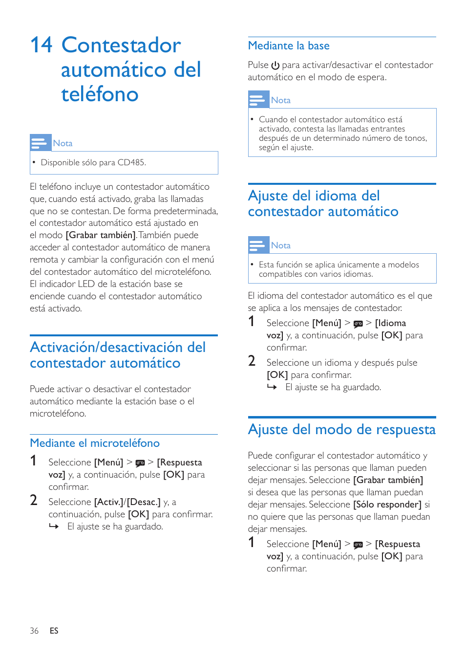 14 contestador autom tico del tel fono Mediante el microtel fono