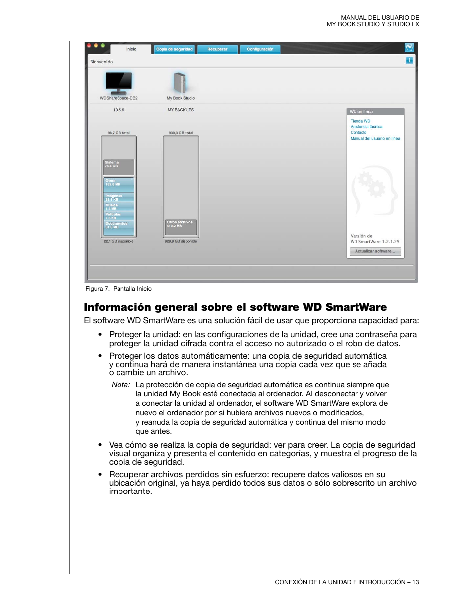 Información general sobre el software wd smartware | Western Digital My  Book Studio/Studio LX User Manual Manual del usuario | Página 18 / 88 |  Original