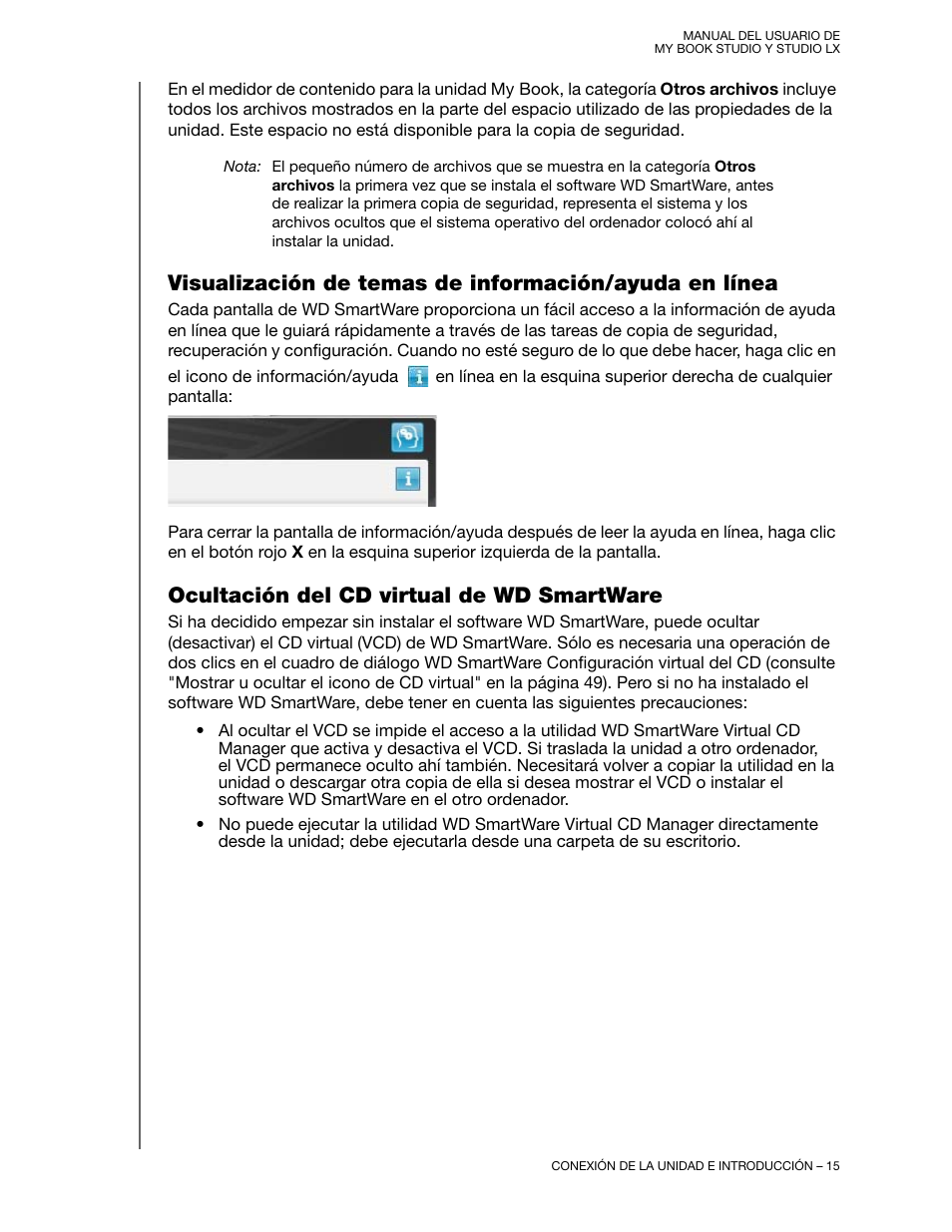 Ocultación del cd virtual de wd smartware | Western Digital My Book Studio/ Studio LX User Manual Manual del usuario | Página 20 / 88 | Original