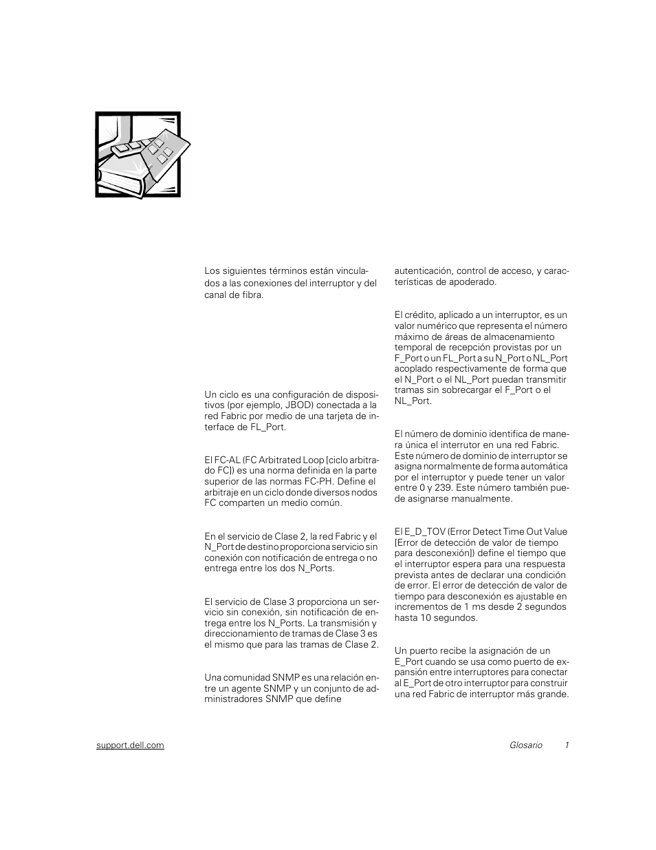 Glosario Definicion De Terminos Dell Powervault 51f 8p Fibre Channel Switch Manual Del Usuario Pagina 159 168