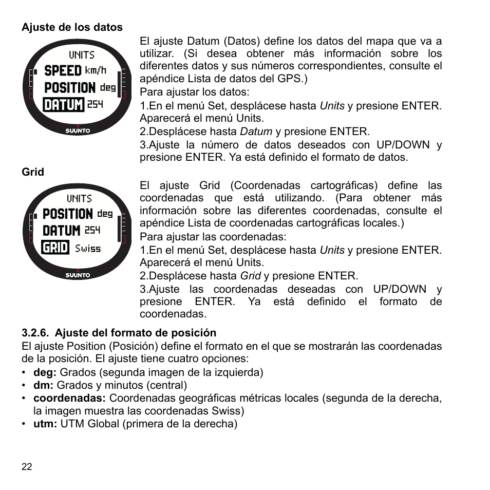 Formatos de best sale posicion suunto