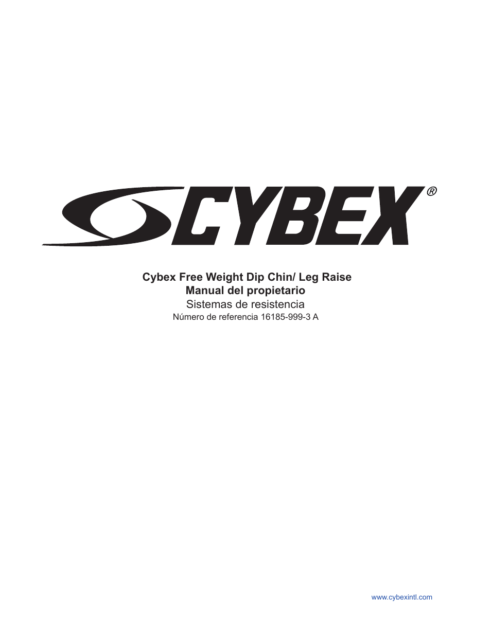 Cybex 16185 Free Weight Dip Chin Leg Raise Manual del usuario