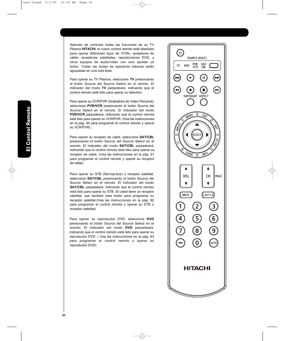 Silla Sophie origen El control remoto | Hitachi P50S601 Manual del usuario | Página 22 / 78 |  Original